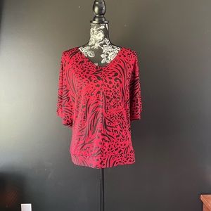 Red and Black pullover blouse